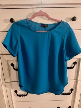 The Limited Bright Turquoise Short Sleeve Blouse